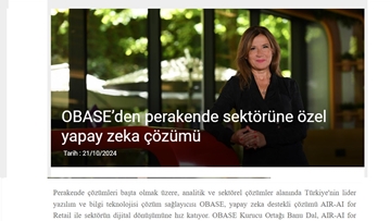 OBASE’den Perakende Sektörüne Özel Yapay Zekâ Çözümü