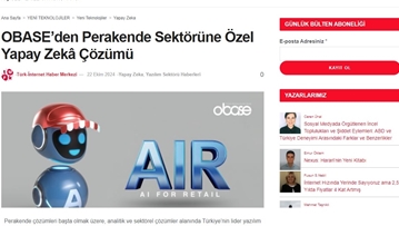 OBASE’den Perakende Sektörüne Özel Yapay Zekâ Çözümü